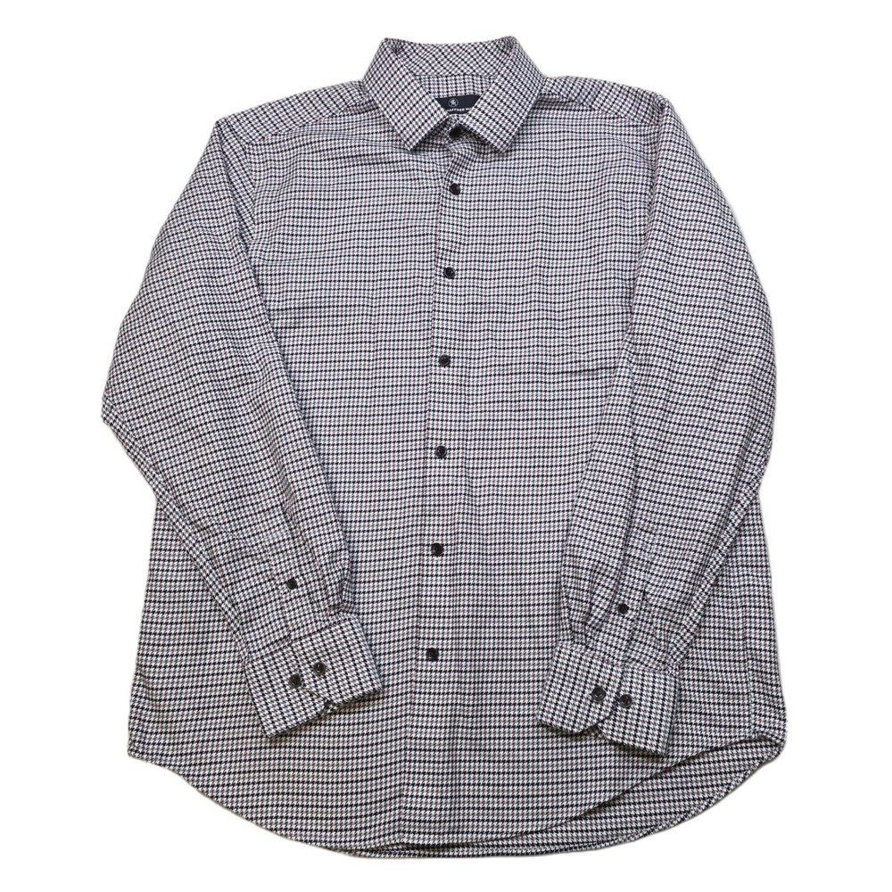 Hart Schaffner‎ Marx Houndstooth Shirt Mens Large Long Sleeve Classic Fit